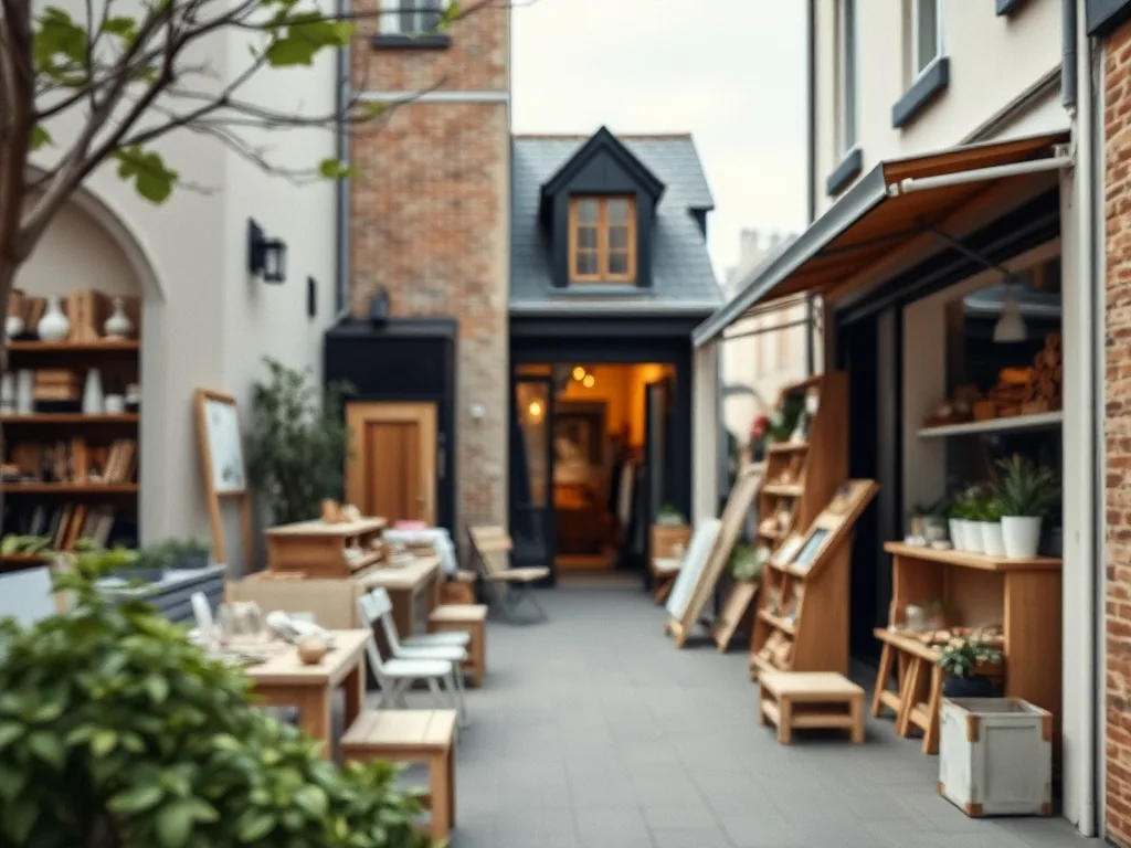 Intérieur lumineux avec canapé, étagères et plantes vertes, illustrant l'aménagement d'une maison