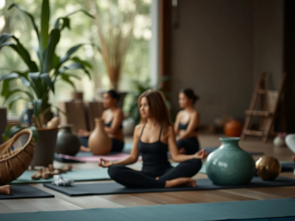 Femme en posture de yoga pour affiner sa silhouette, gainage latéral sur un tapis